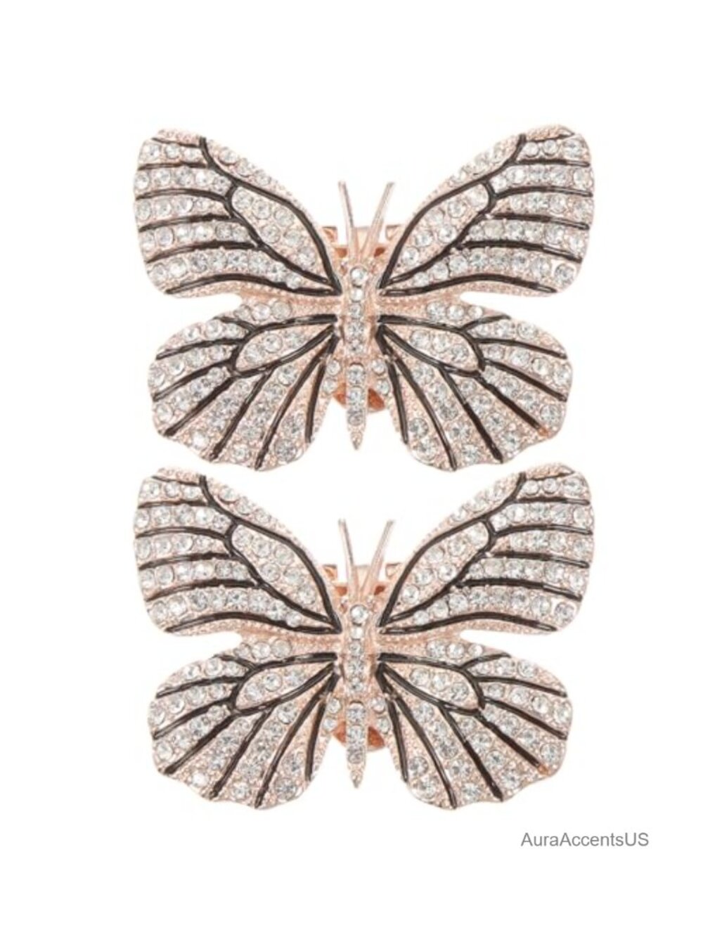 Rhinestone Butterfly Shoe Clips Faux Leather Alloy 1 Pair Heels Pumps Decor